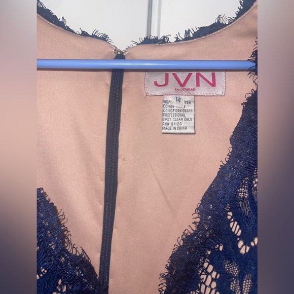 NWT JVN BY JOVANI NAVY BLUE/TAN COCKTAIL DRESS - Picture 4 of 9